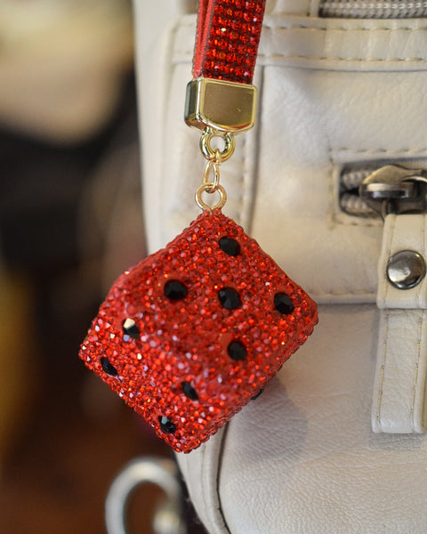 RED RHINESTONE STRAWBERRY PURSE/KEY CHAIN CHARM