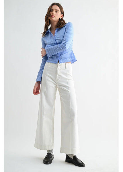 HIGH WIDE LEG ANKLE: WHITE / 24 - Salty Lime Boutique