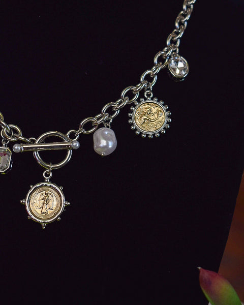 COIN CHARM NECKLACE  - SILVER - Salty Lime Boutique