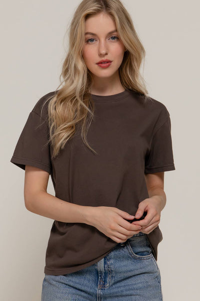 BASIC SHORT SLEEVE TEE - COCOA