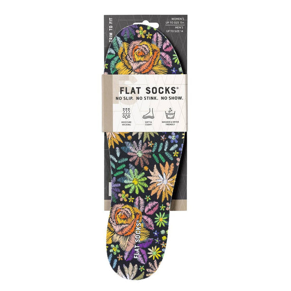Flat Socks Insoles - Floral Embroidery