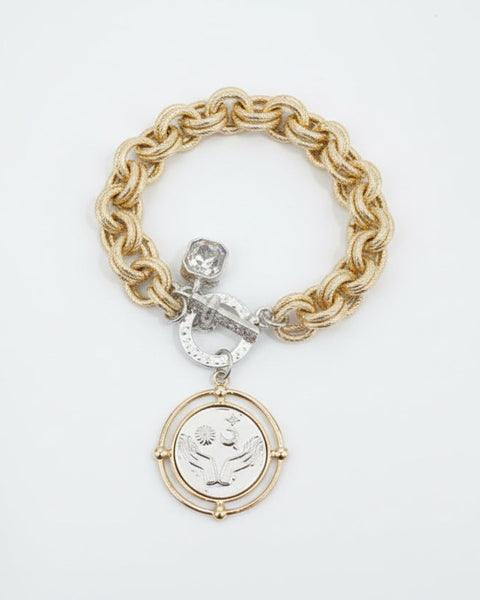 ROMAN COIN JEWEL BRACELET - GOLD AND SILVER TONE - Salty Lime Boutique