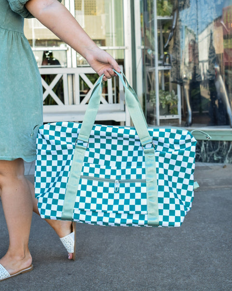 CHECKERED TRAVEL DUFFLE BAG - 5 COLORS