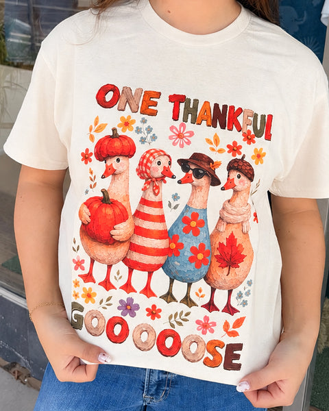 One Thankful Goooose Graphic Tee - Natural - Reg/Curvy