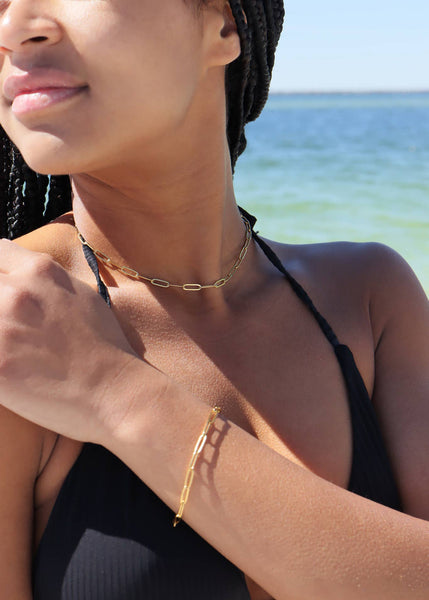 18K GOLD PLATED PAPERCLIP CHAIN NECKLACE