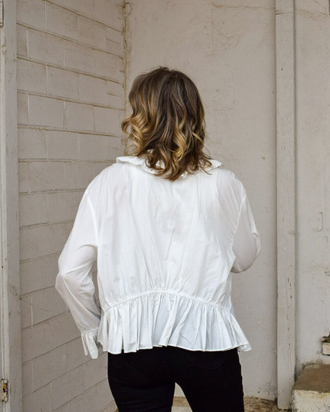RUFFLED COTTON TOP - BY A RARE BIRD - WHITE