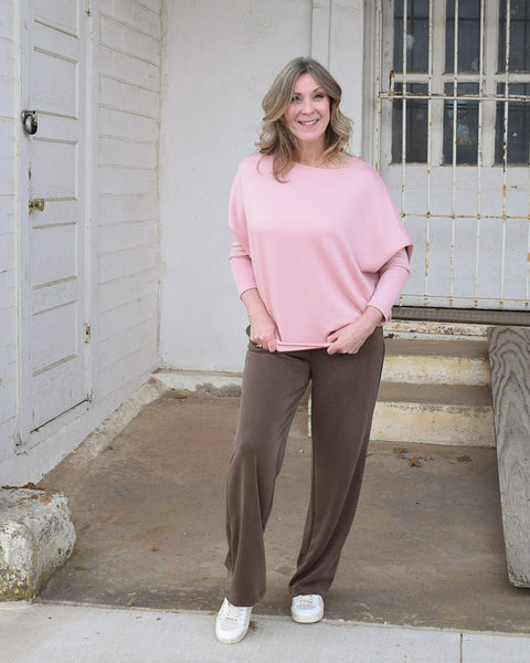 SCUBA DOLMAN SLEEVE TOP - BLUSH