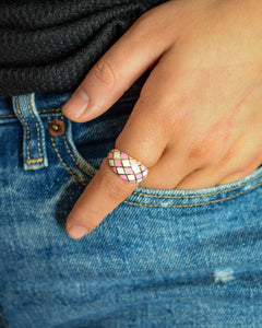 CHECKERBOARD RING - PINK