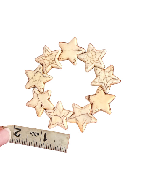 Stone Star Bead Stretchy Bracelet - White