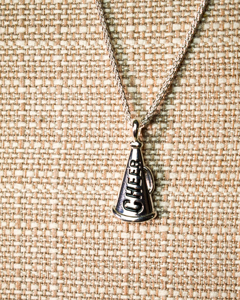 CHEER MEGAPHONE CHARM NECKLACE - SILVER - Salty Lime Boutique