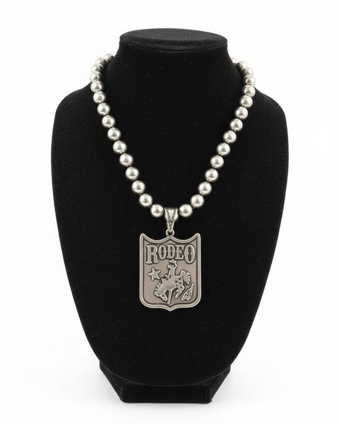 RODEO TAG CHUNKY NECKLACE - SILVER - Salty Lime Boutique