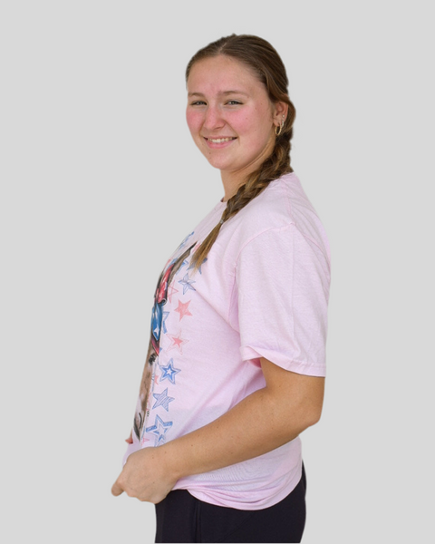 DONKEY BOW AMERICANA TEE BY BOHEMIAN COWGIRL - PINK