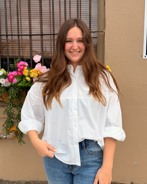 The Claire Button Down Top - White