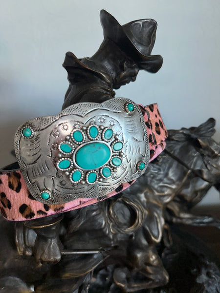 PINK LEOPARD WESTERN DROP BELT - A RARE BIRD