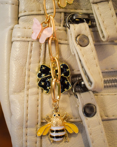 BEE & BOWS CHARMS PURSE CHARM - GOLD