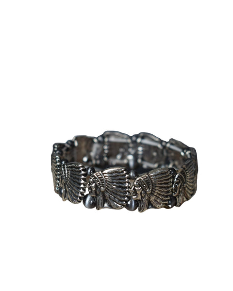 INDIAN CHIEF STRETCHY BRACELET - SILVER