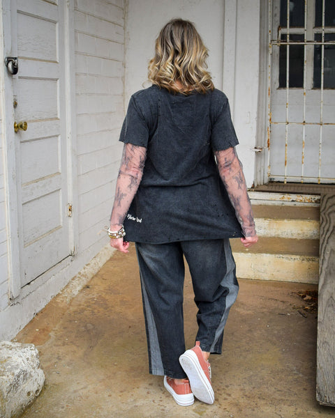 FALL SCARECROW TATTERED TEE - BY A RARE BIRD - BLACK