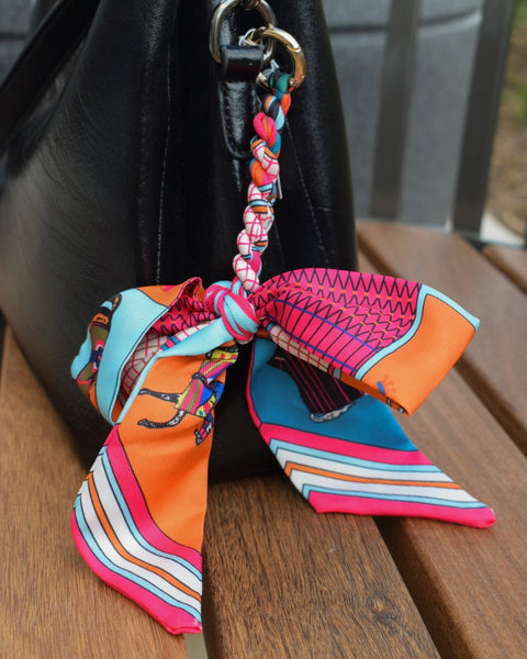 BRAIDED BOW KEYCHAIN/PURSE CHARM - 12 COLORS - Salty Lime Boutique