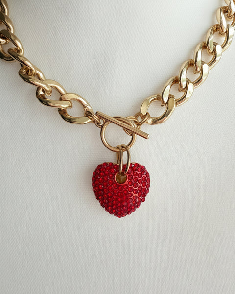 Red Pave Heart Necklace