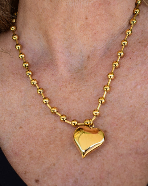 PARIS GOLD NON-TARNISH HEART CHAIN NECKLACE