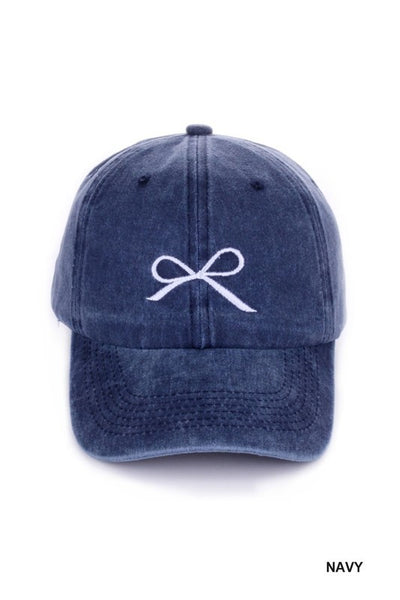 BOW EMBROIDERED CAP - 6 COLORS