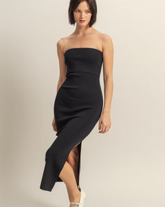 STRAPLESS BODYCON MAXI DRESS - BLACK