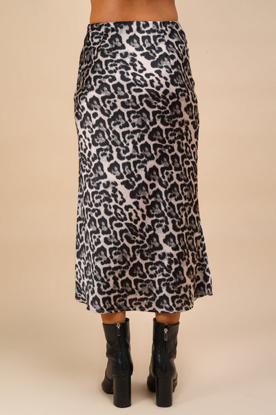 LEOPARD BIAS CUT MIDI SKIRT