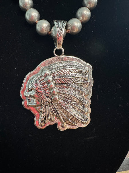 INDIAN CHIEF CHUNKY NECKLACE - SILVER - Salty Lime Boutique