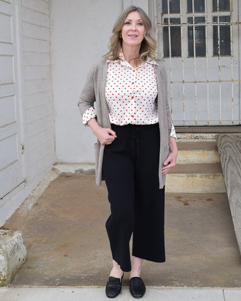 LONG RAGLAN SLEEVE CARDIGAN - HEATHERED TAUPE