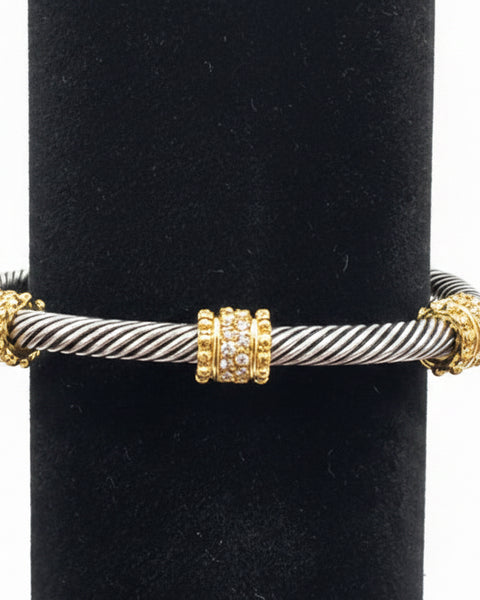 Crystal Twist Cuff Bracelet - Two-Tone - Salty Lime Boutique