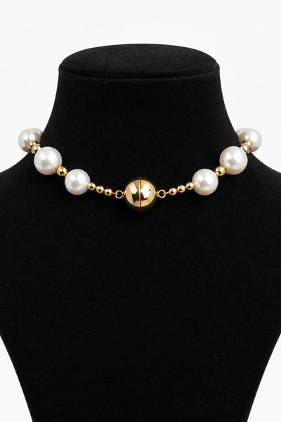 Pearl & Gold Bead Magnetic Necklace - Salty Lime Boutique