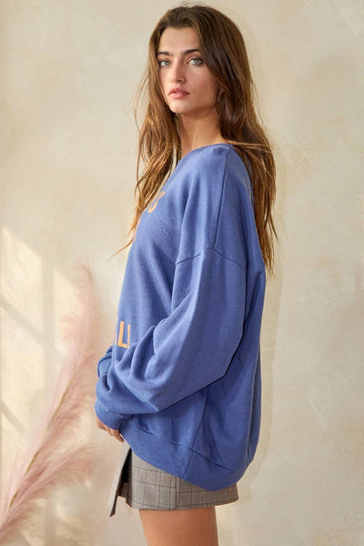 SUNDAYS ARE FOR JESUS AND FOOTBALL GRAPHIC SWEATSHIRT - DENIM BLUE