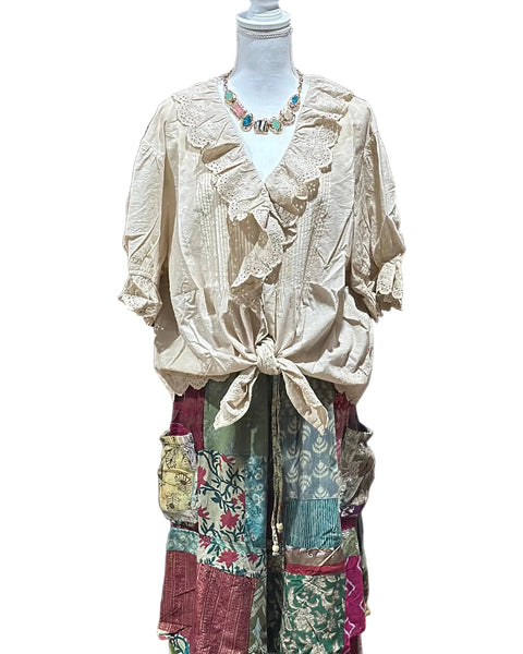 VINTAGE EYELET LINEN TOP CREAM  - BY A RARE BIRD - Salty Lime Boutique