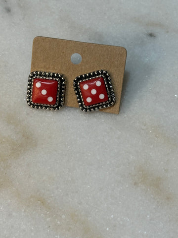 DICE EARRINGS - RED