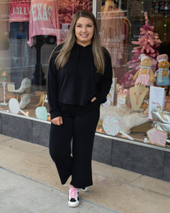 SCUBA CROPPED LOUNGE PANTS - BLACK