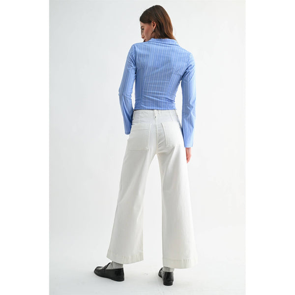 HIGH WIDE LEG ANKLE: WHITE / 24 - Salty Lime Boutique