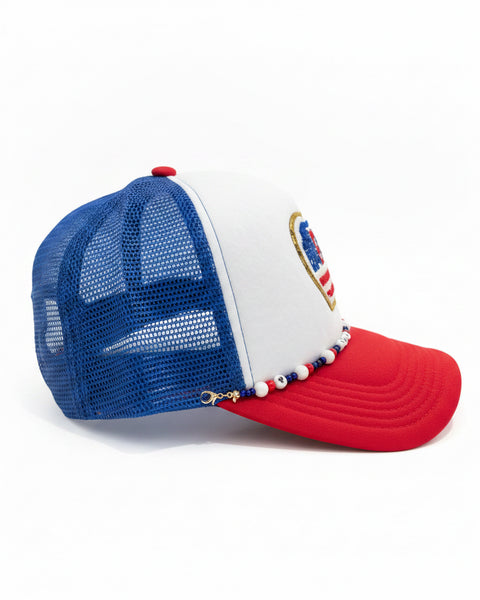 Americana Heart Trucker Hat - Salty Lime Boutique