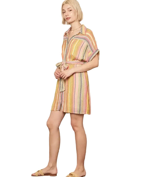 The Boardwalk Striped Shirt Dress - Salty Lime Boutique