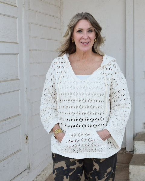 BAELYNN CROCHET BOLERO SWEATER- CREAM