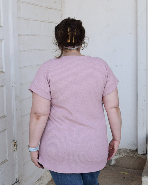 PENELOPE RIB TOP- DUSTY PINK- REG/CURVY