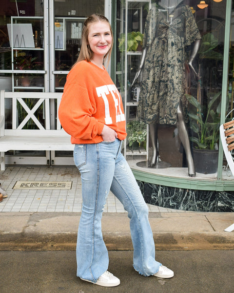 TEXAS RIBBED CORD SWEATSHIRT - ORANGE