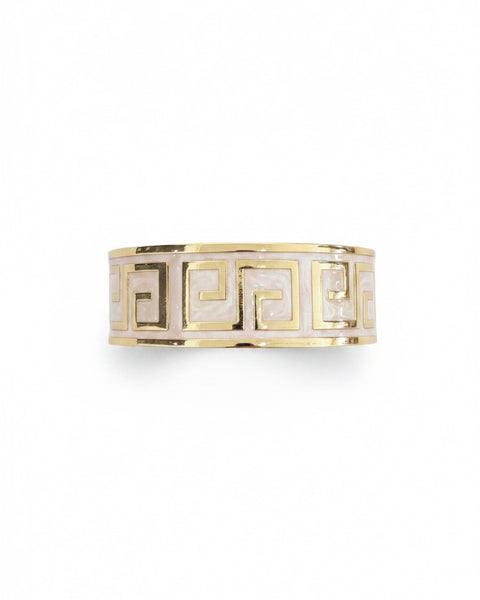 Greek Key Enamel Hinged Bracelet - 3 Colors - Salty Lime Boutique