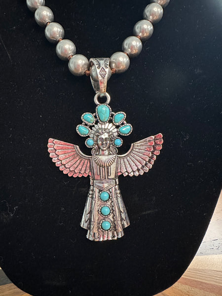 INDIAN EAGLE DANCER CHUNKY NECKLACE - SILVER - Salty Lime Boutique