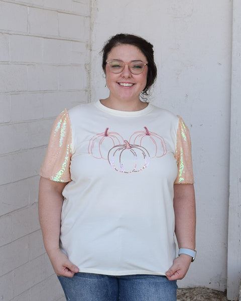 PUMPKIN TRIO TOP- CREAM
