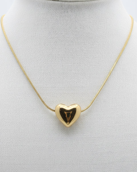 Puff Heart Necklace - Gold