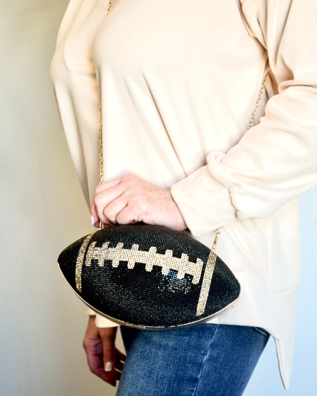 FOOTBALL BLING CLUTCH - 2 COLORS