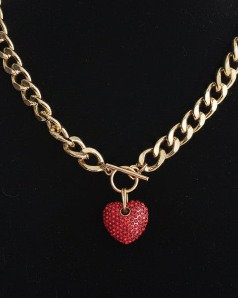 Red Pave Heart Necklace