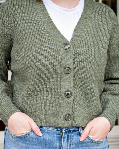 LILA CARDIGAN SWEATER - OLIVE