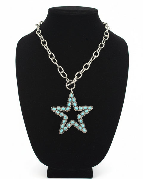 STAR FRONT TOGGLE NECKLACE - TURQUOISE - Salty Lime Boutique