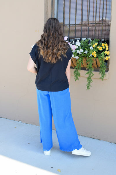 Umgee Breezy Days Linen Wide Leg Pants - Reg/Curvy - Royal Blue - Salty Lime Boutique